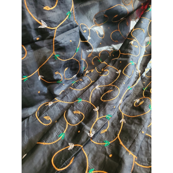 Women Pure Silk Hand Embroidery Saree Handloom Designer Aari Work - Picture 8 of 16